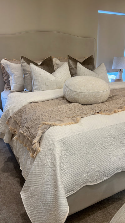 Angelica soft natural Coverlet 3 piece set queen size - Luscious Homewares