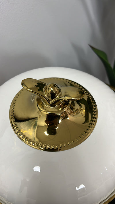 white and gold food warmer pot - Luscious Homewares