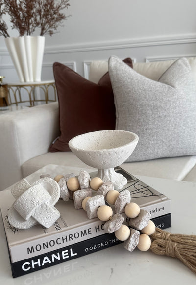Stone + wooden decorative bead chain tassels - Luscious Homewares