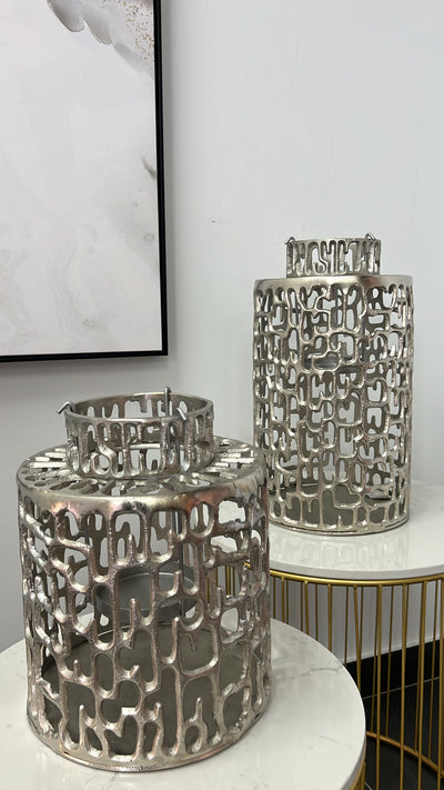 Jayli nickel lantern vase - Luscious Homewares