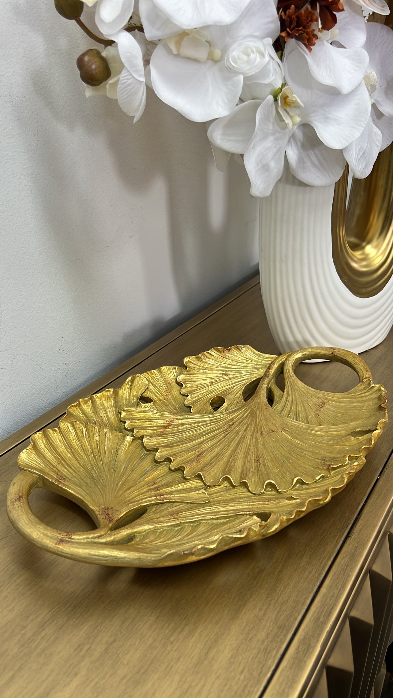 Ginkgo gold decorative platter / tray - Luscious Homewares