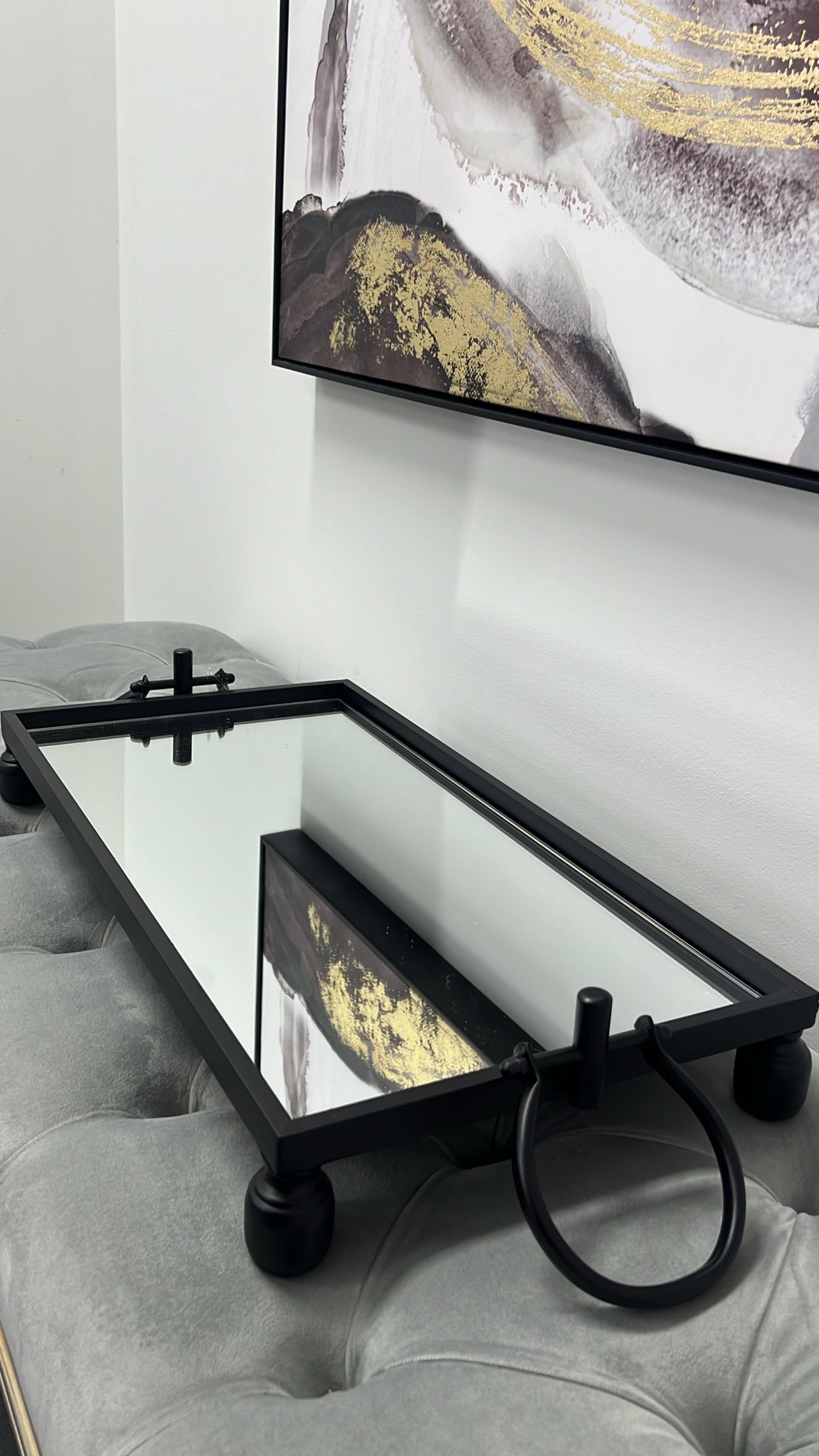 Liberty black tray rectangle small - Luscious Homewares