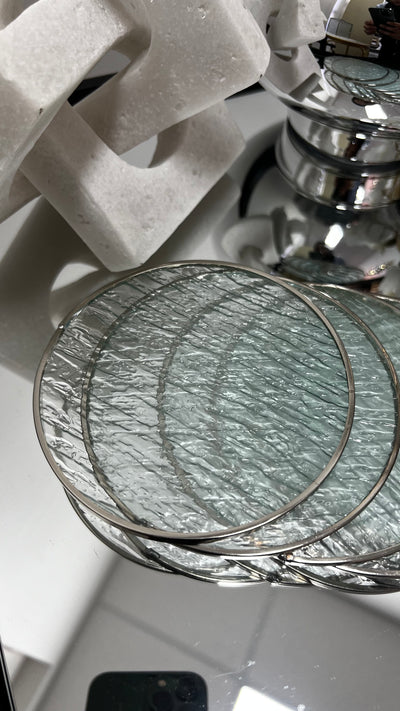 Waterfall silver coaster set x 6 - Luscious Homewares