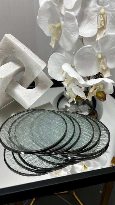 Waterfall black coaster set x 6 - Luscious Homewares