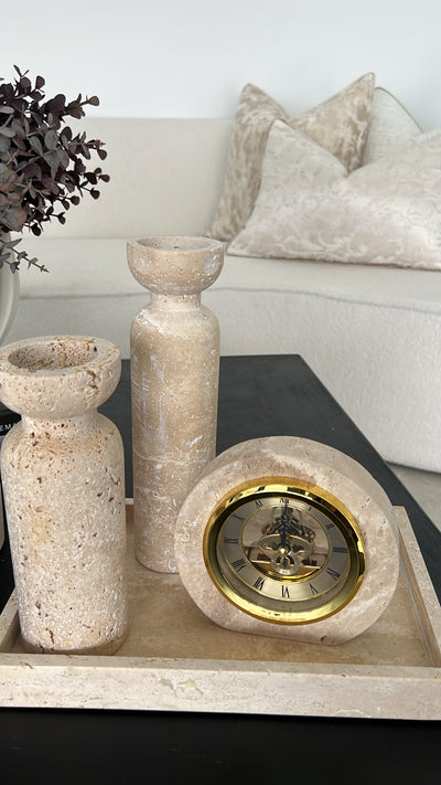 Travertine stone clock - Luscious Homewares