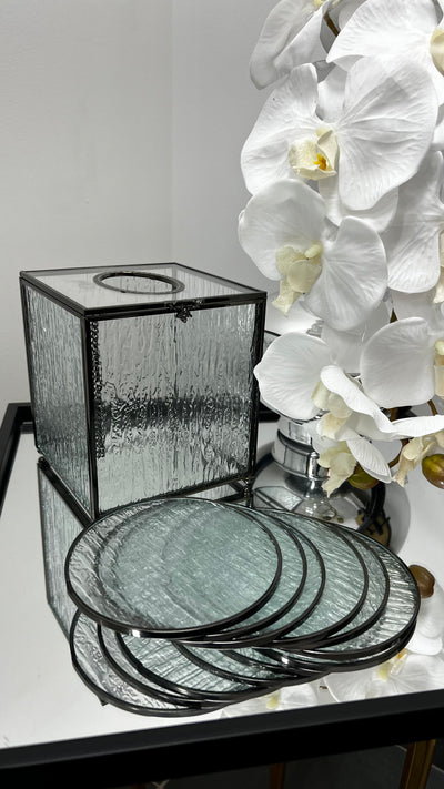 Waterfall square black tissue box - Luscious Homewares