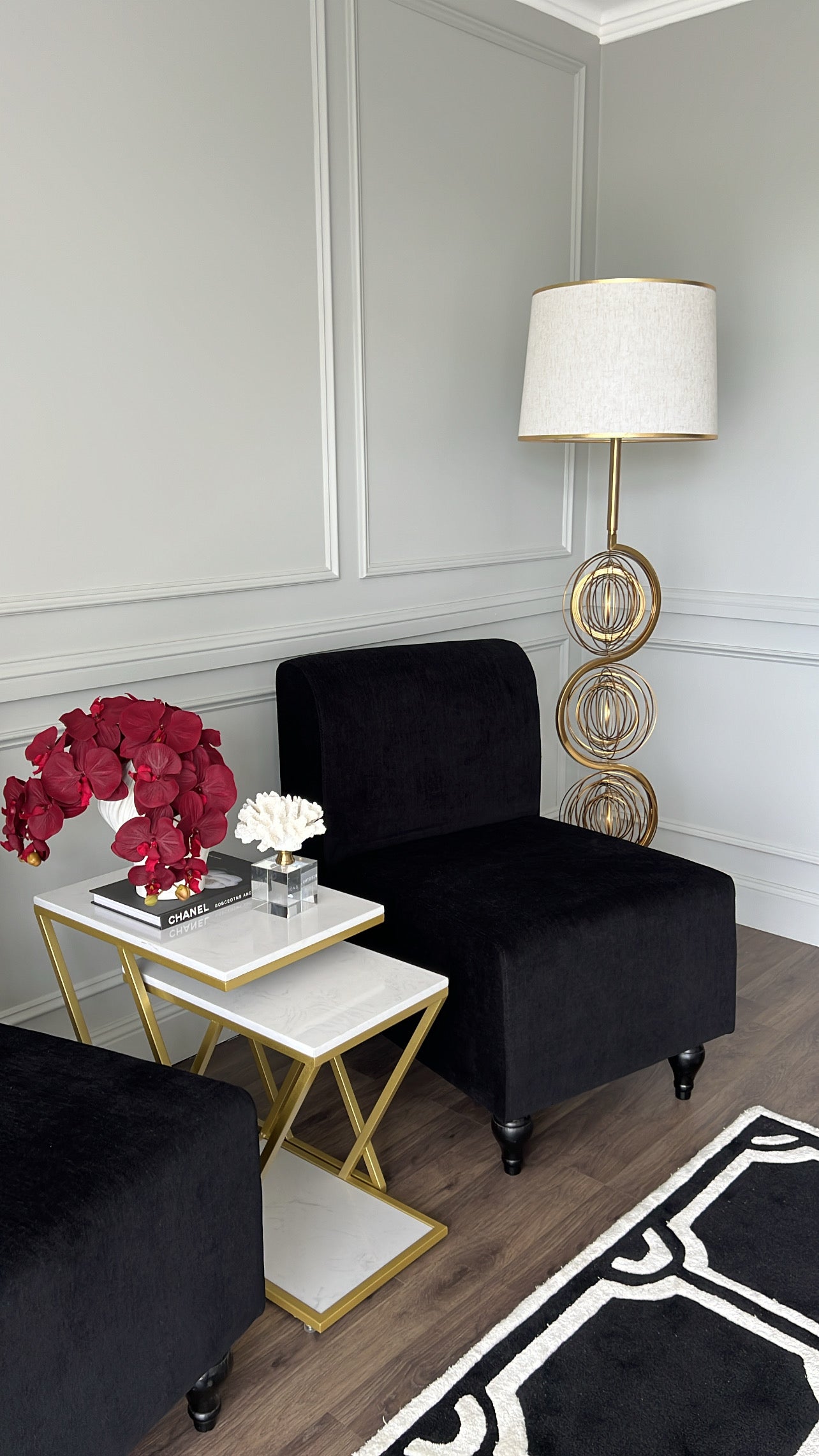 Orbit Floor lamp linen neutral shade - Luscious Homewares