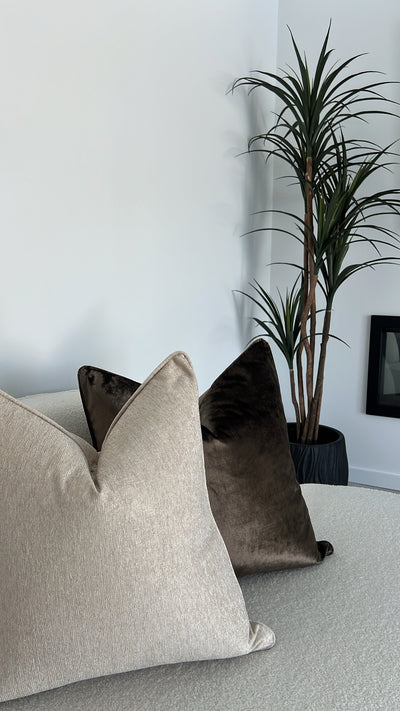 De-luxe mocha velvet cushion - Luscious Homewares