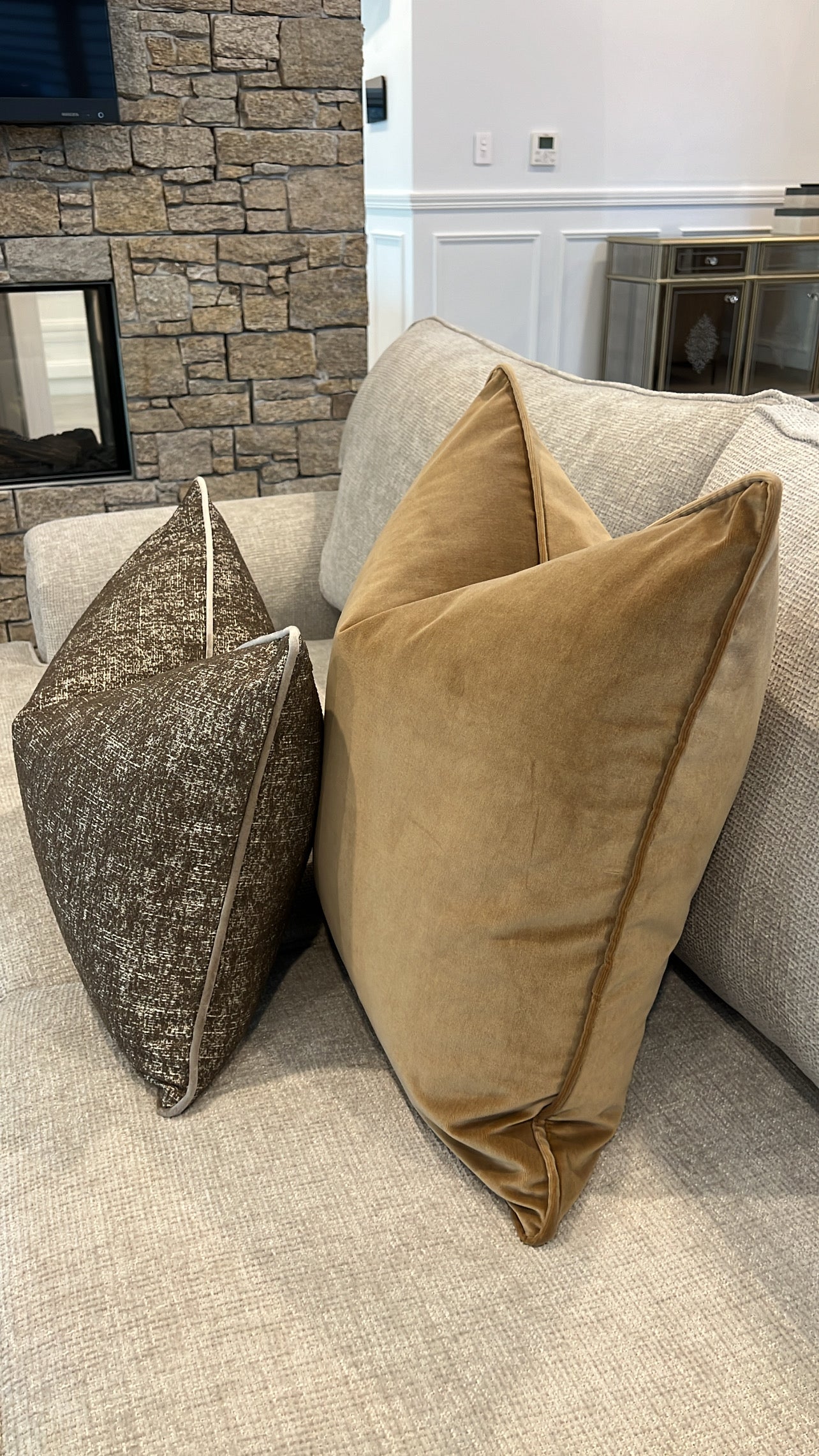 Mustard silk velvet cushion - Luscious Homewares