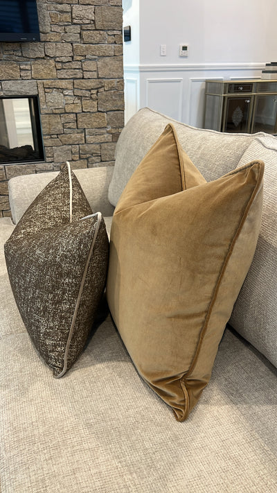 Mustard silk velvet cushion - Luscious Homewares