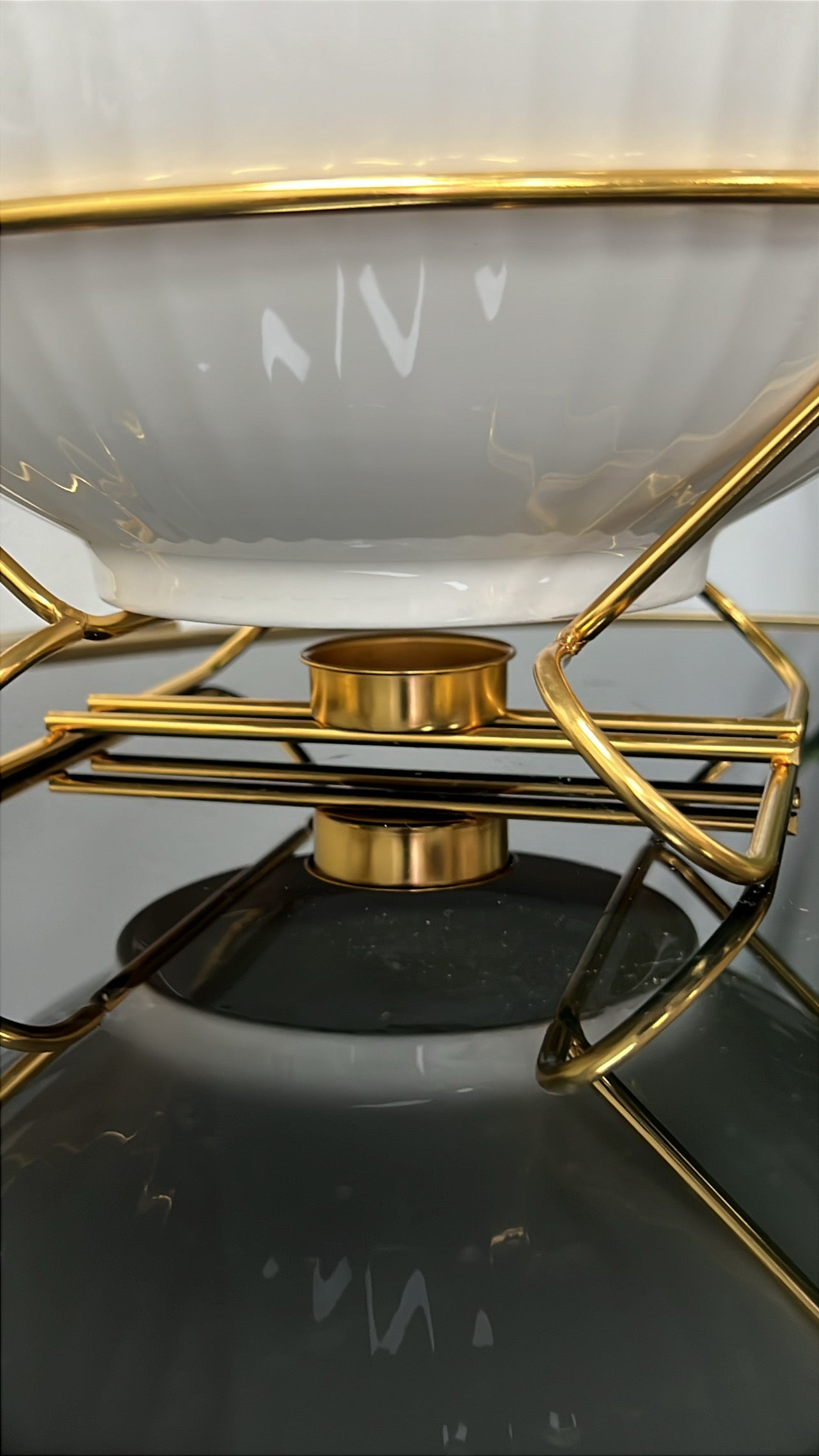 white and gold food warmer pot - Luscious Homewares