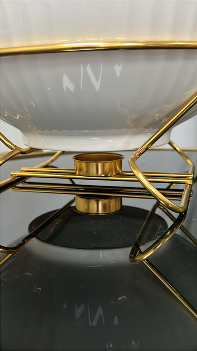 white and gold food warmer pot - Luscious Homewares
