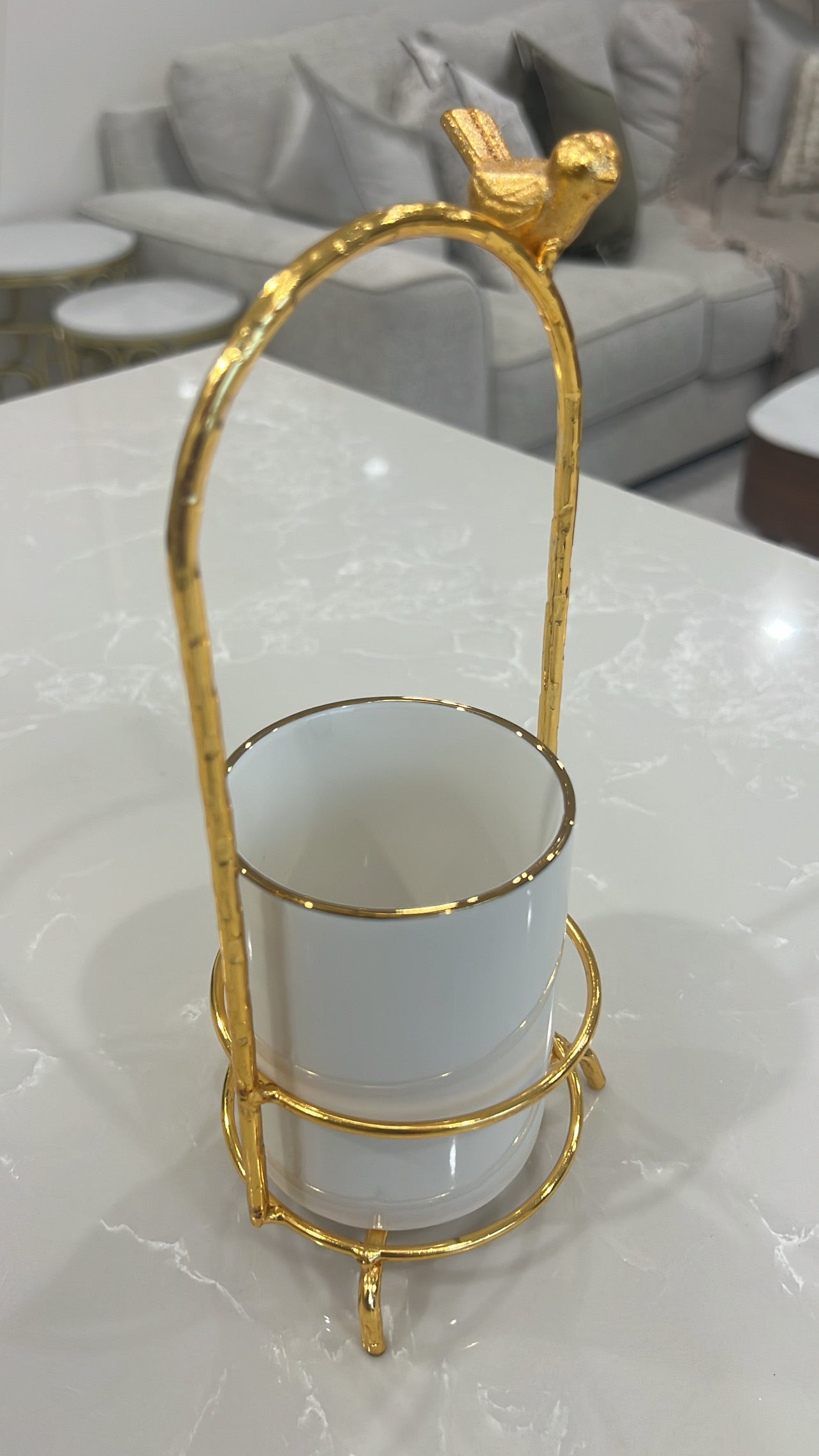 Asffor white and gold cutlery stand - Luscious Homewares