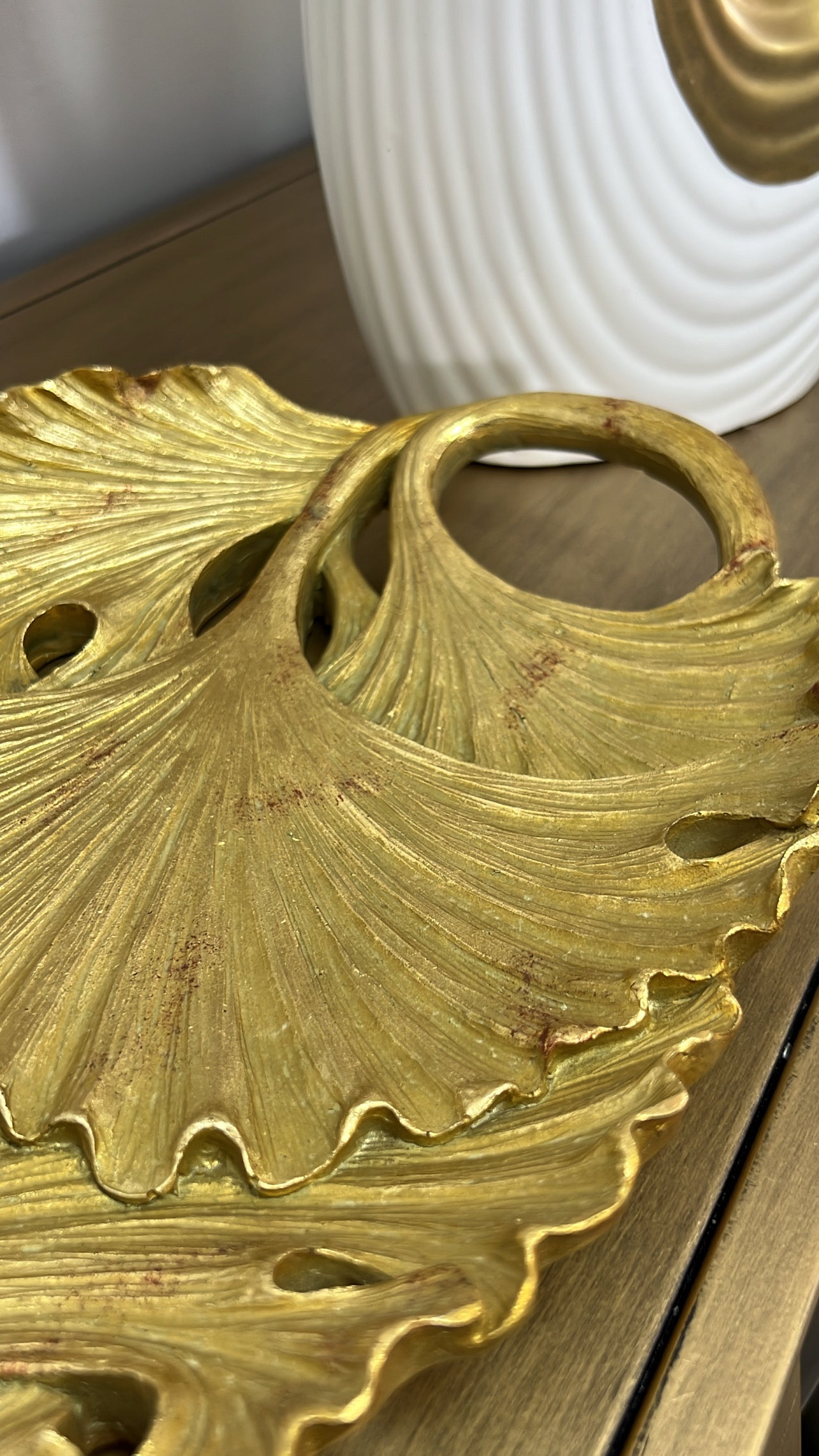 Ginkgo gold decorative platter / tray - Luscious Homewares
