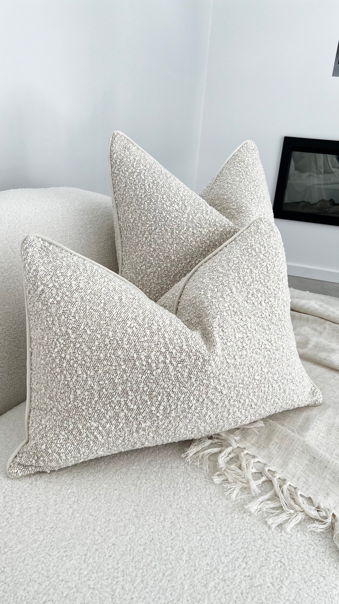 Boucle neutral cushion - Luscious Homewares