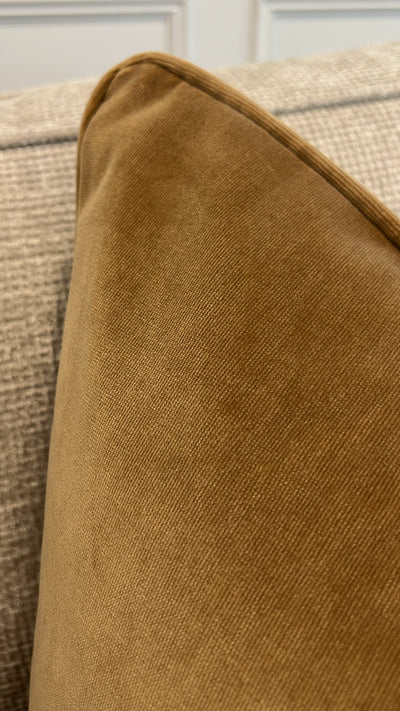 Mustard silk velvet cushion - Luscious Homewares
