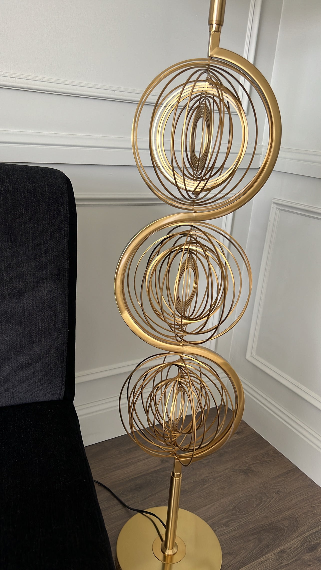 Orbit Floor lamp linen neutral shade - Luscious Homewares