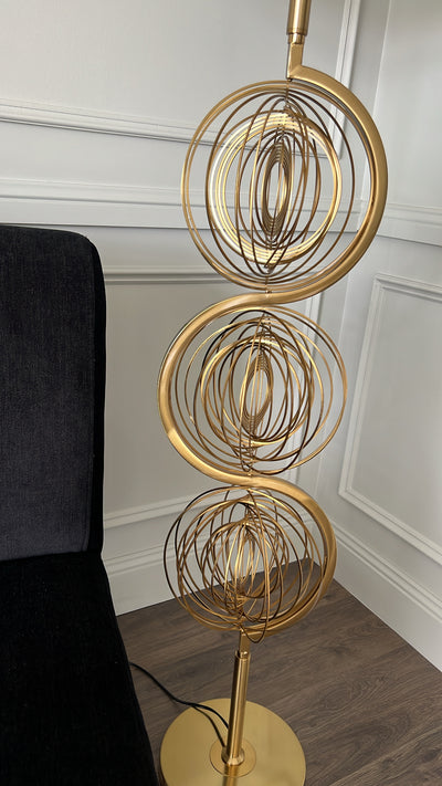 Orbit Floor lamp linen neutral shade - Luscious Homewares