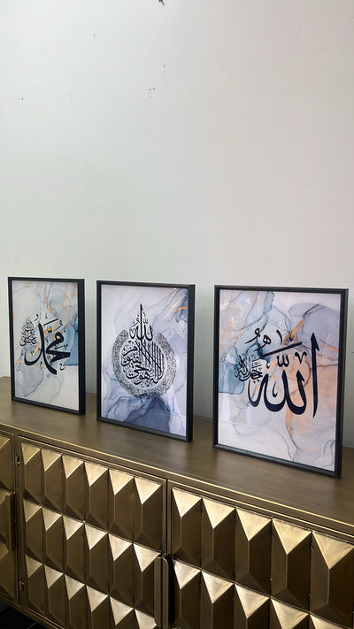 3 piece set calligraphy black wall frame - Luscious Homewares