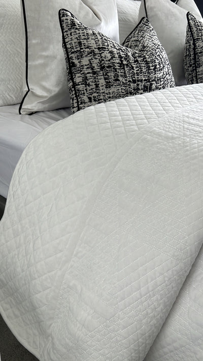 Luxe ivory - white double sided Coverlet queen / king - Luscious Homewares