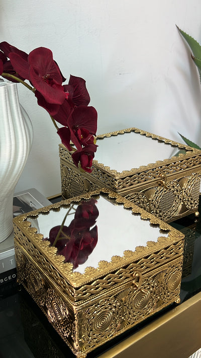 Vintage brass square decorative box - Luscious Homewares