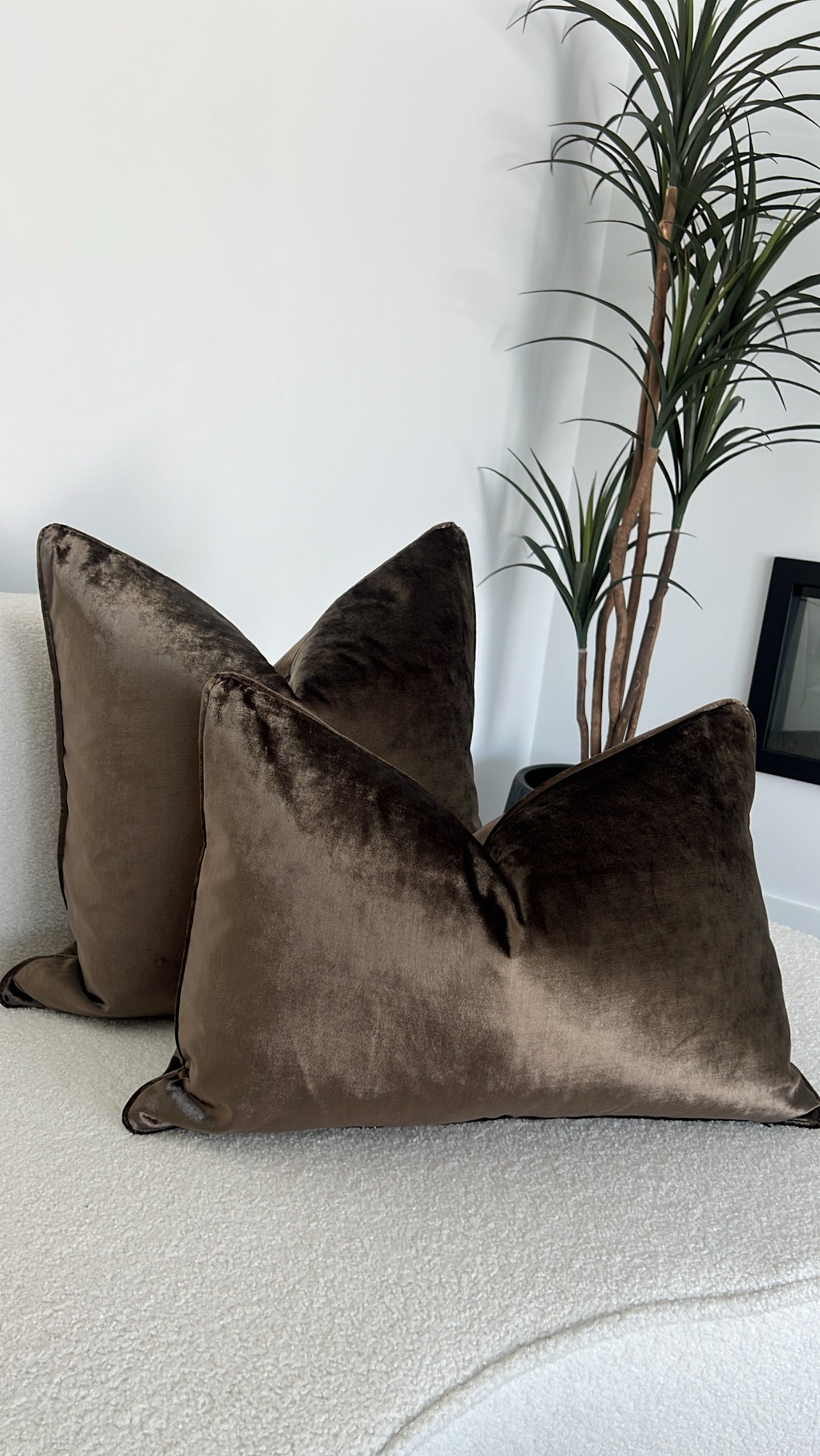 De-luxe mocha velvet cushion - Luscious Homewares