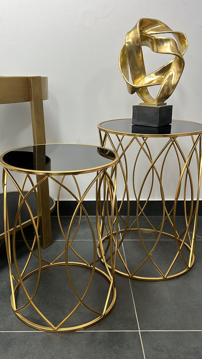 Olivia Black mirrored table set of 2 - Luscious Homewares