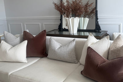 Brown cotton velvet cushion - Luscious Homewares