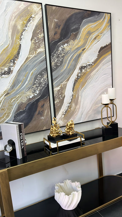 White Marble Gold handle tray - Luscious Homewares