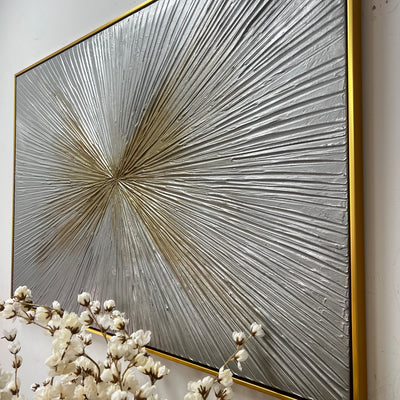Metallic textured Canvase wall art gold frame - Luscious Homewares