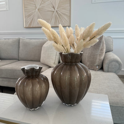 Fontana smoked taupe Glass vase - Luscious Homewares