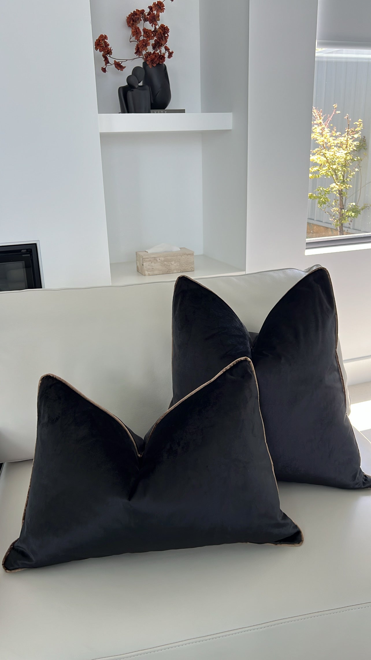 Royal luxe black / bronze piping cushion - Luscious Homewares