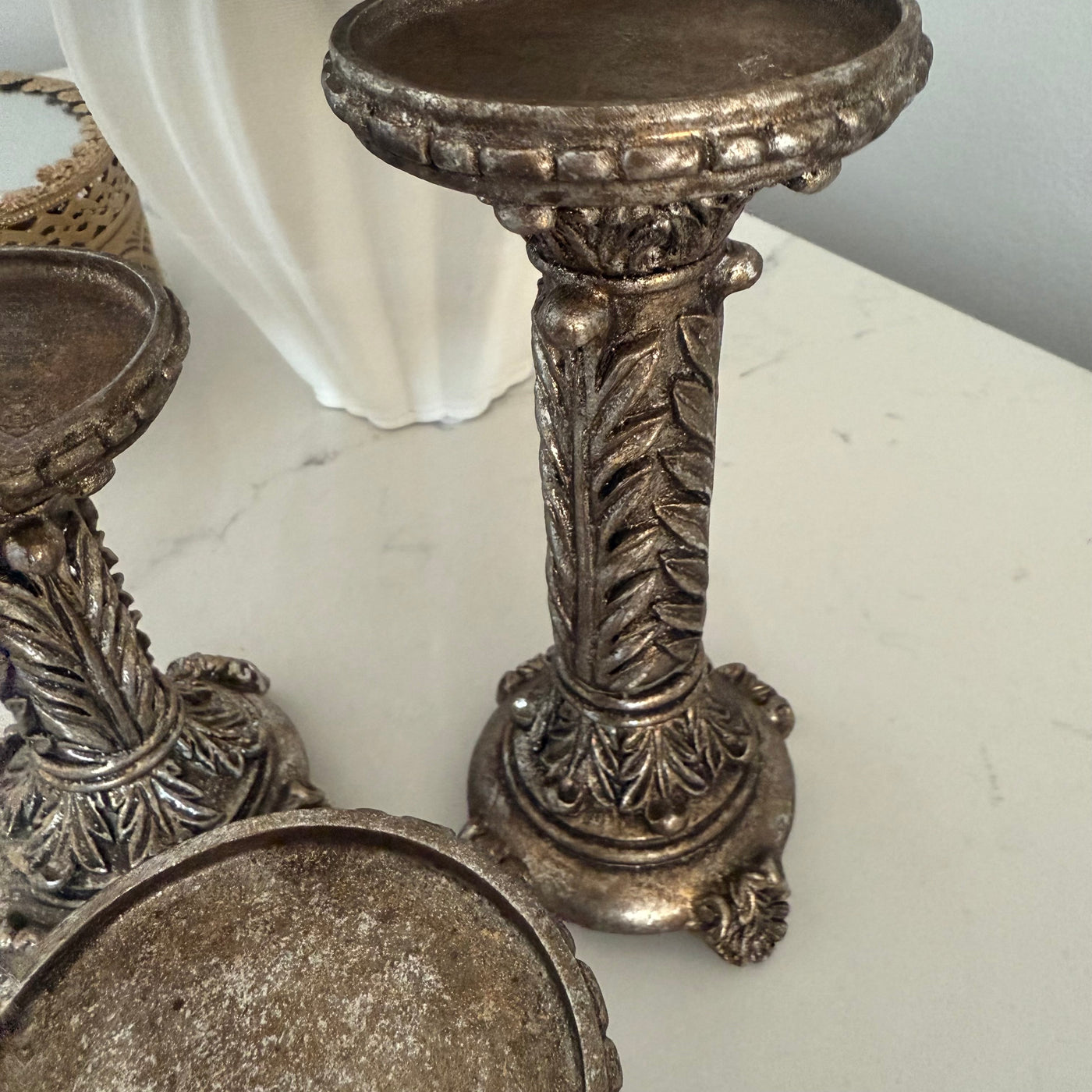 Victorian rustic gold 3 piece Candle holder set - Luscious Homewares