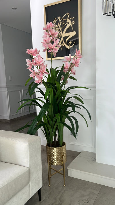 Cymbidium pink orchid artificial plant tree - Luscious Homewares