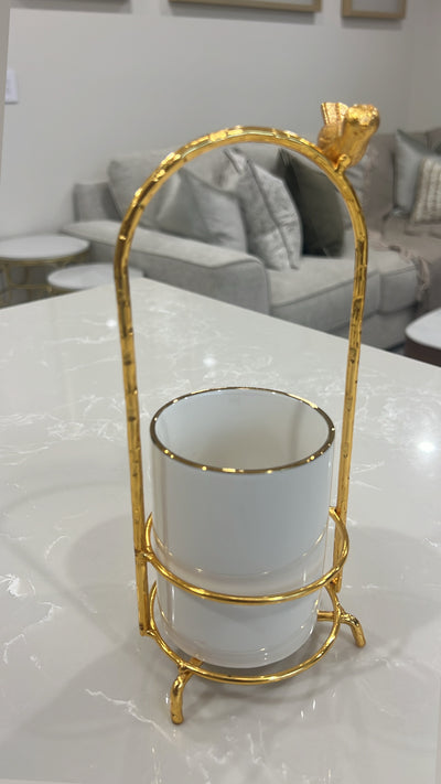 Asffor white and gold cutlery stand - Luscious Homewares