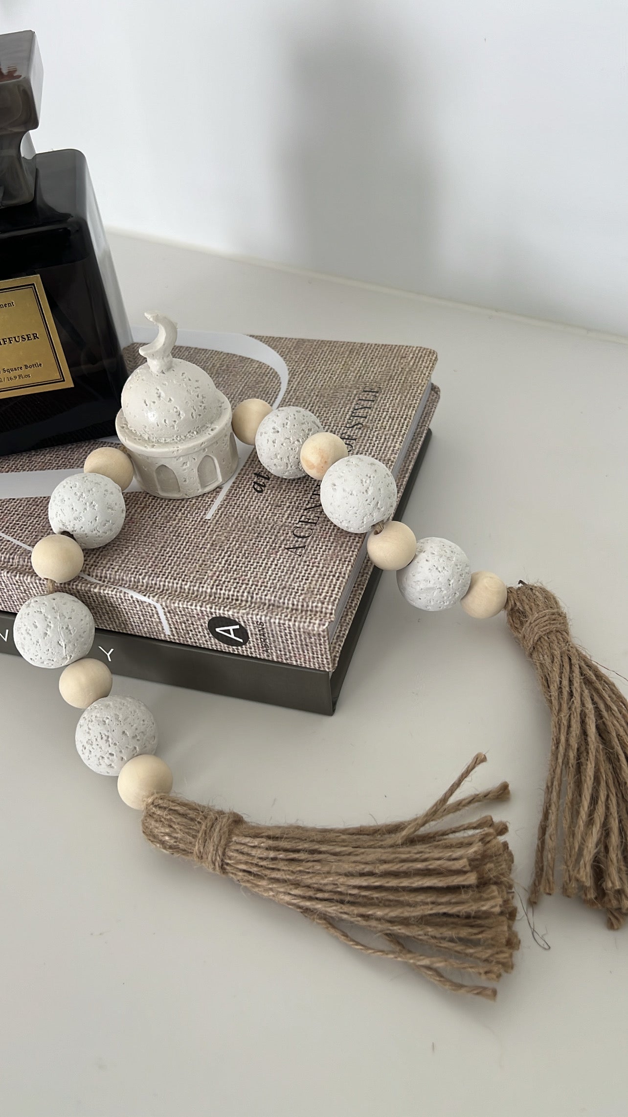 Stone moroccan bead chain tassels - Luscious Homewares