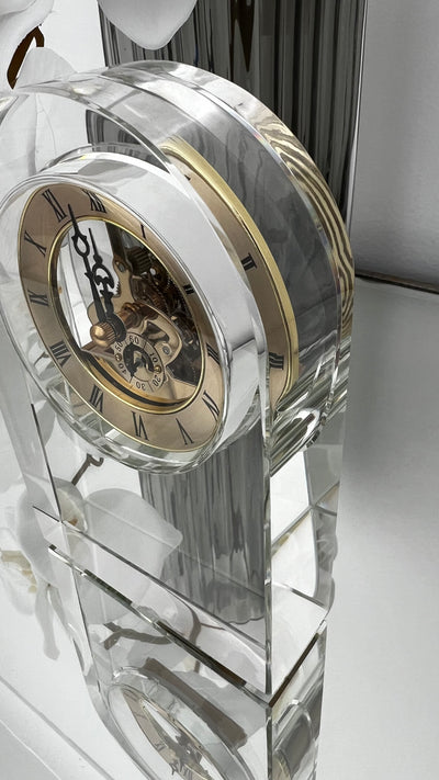 Crystal clear mechanical clock - Luscious Homewares