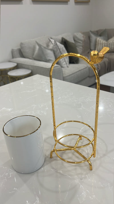 Asffor white and gold cutlery stand - Luscious Homewares