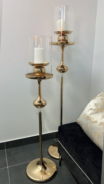 Empire gold floor candle holders - Luscious Homewares