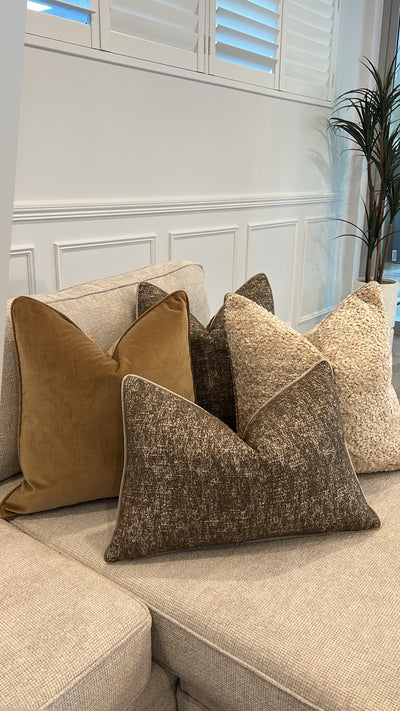 Mustard silk velvet cushion - Luscious Homewares