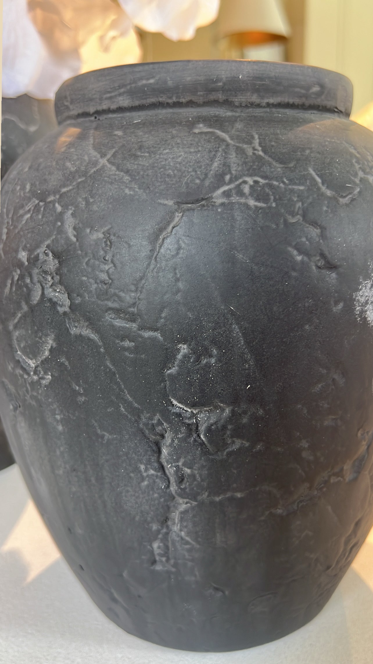 Heritage black charcoal stone vase - Luscious Homewares
