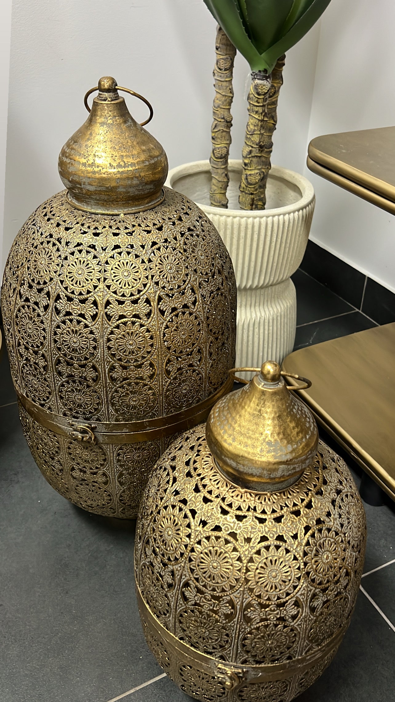 Morrocan oval Rustic gold Lantern - Luscious Homewares