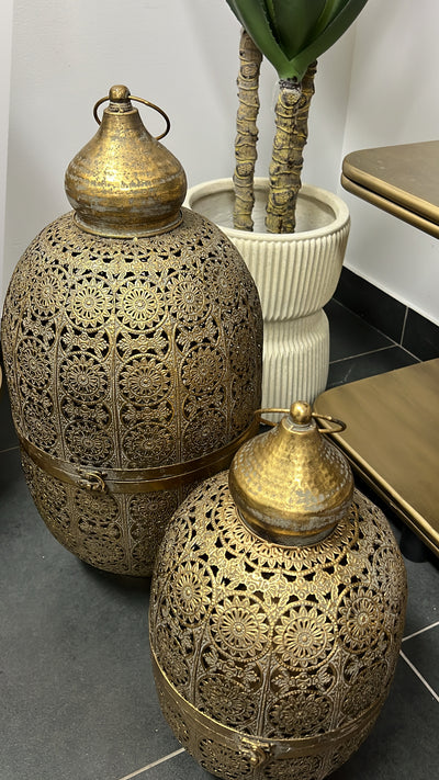 Morrocan oval Rustic gold Lantern - Luscious Homewares