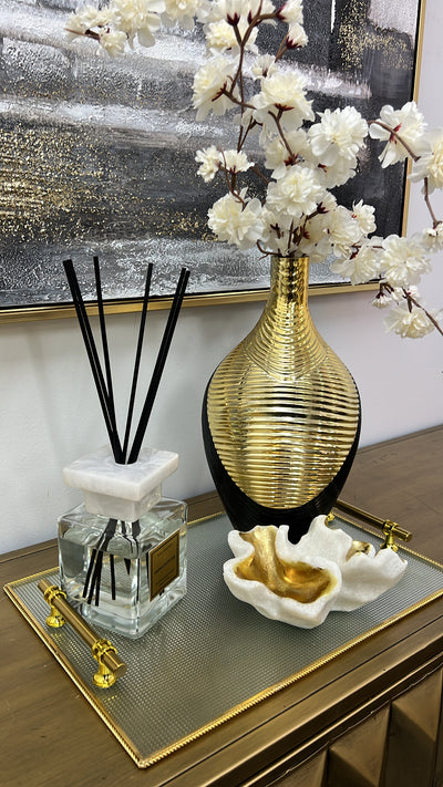 Dior rim glass gold tray rectangle - Luscious Homewares