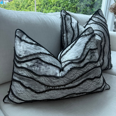 Constance silver and black cushion - Luscious Homewares