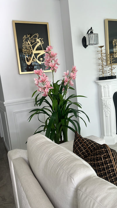 Cymbidium pink orchid artificial plant tree - Luscious Homewares