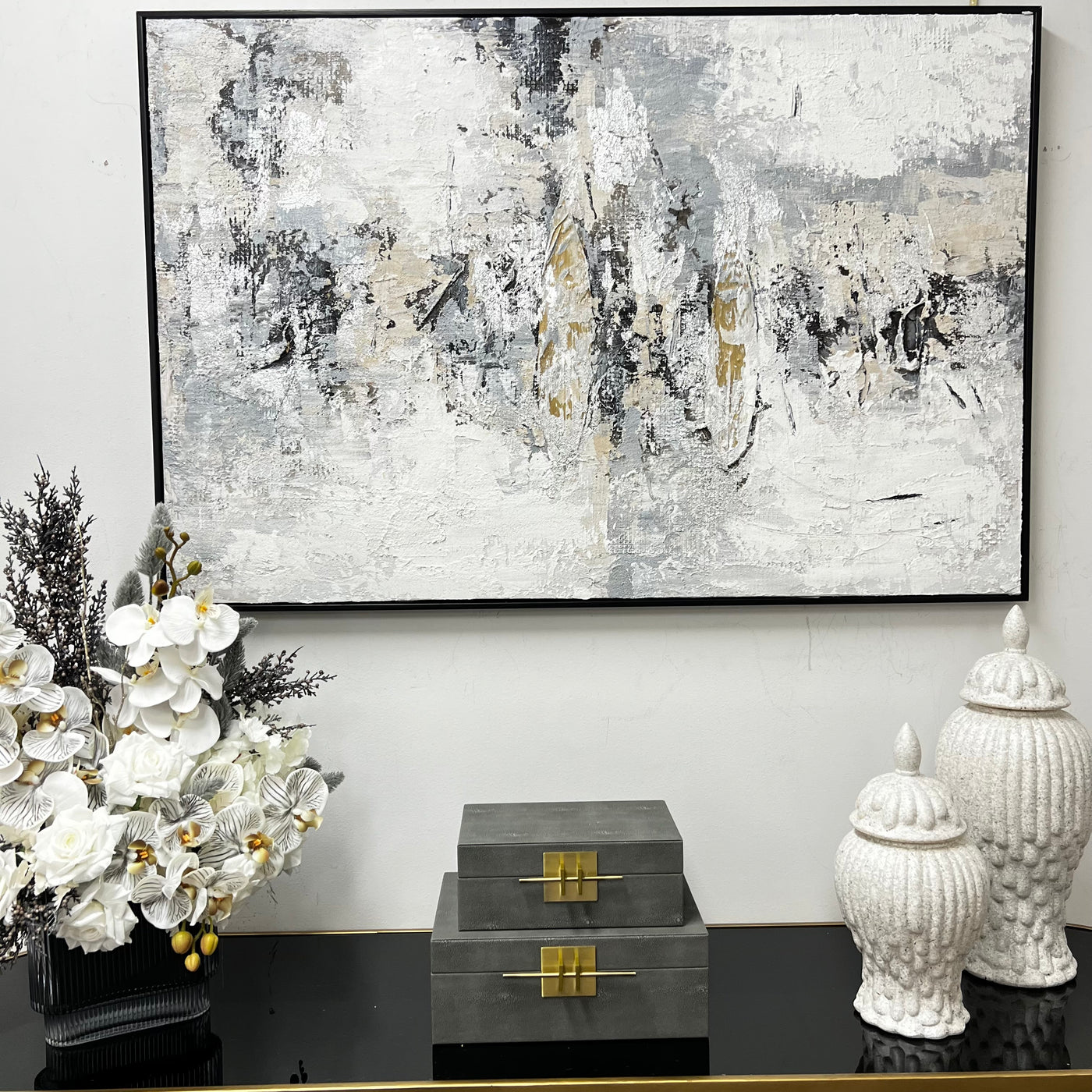 Verre textured Canvase wall art black frame