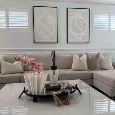 Surah - Al-Falaq calligraphy wall frame black frame stone effect - Luscious Homewares