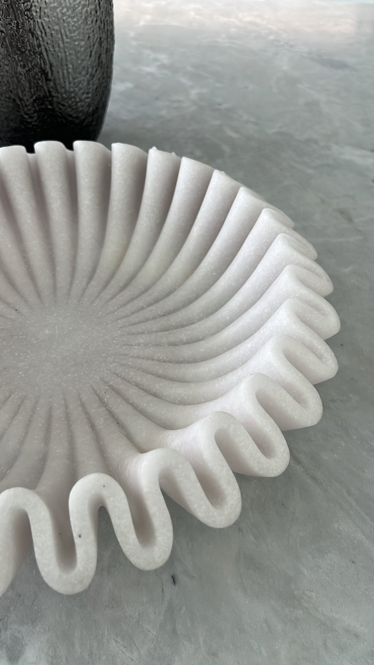 Ripple white marble decorative / fruit bowl - Luscious Homewares