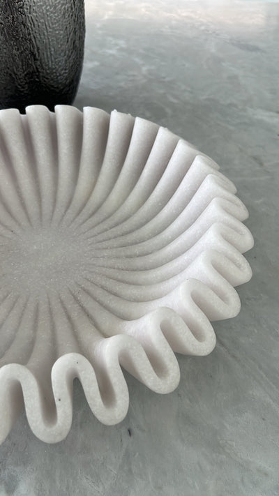 Ripple white marble decorative / fruit bowl - Luscious Homewares